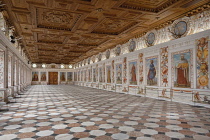 Austria, Innsbruck, Schloss Ambras which is a 16th century Renaissance castle, The Spanish Hall adorned with 27 full-length portraits of the rulers of Tyrol.