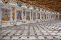 Austria, Innsbruck, Schloss Ambras which is a 16th century Renaissance castle, The Spanish Hall adorned with 27 full-length portraits of the rulers of Tyrol.