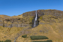 Iceland, Snaefellsnes Peninsula National Park, Bjarnarfoss waterfall.
