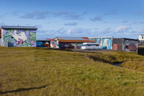 Iceland, Snaefellsnes Peninsula National Park, Hellissandur village, murals in the street art capital of Iceland.