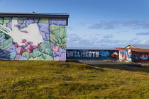 Iceland, Snaefellsnes Peninsula National Park, Hellissandur village, murals in the street art capital of Iceland.