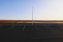 Iceland, Snaefellsnes Peninsula National Park, car park in flat coastal landscape in the autumn.