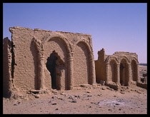 Egypt, El Kharga, Ruins of mud brick Christian Cementary.