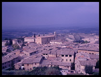 Italy, Tuscany, San Gimignano, View over the towns rooftops from the castle.