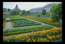 France, Indre-et-Loire, Villandry, Chateau de Villandry formal gardens.