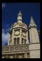 England, Cambridgeshire, Cambridge, Kings College  part view of exterior and clock tower.