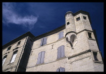 France, Provence, Uzes Medieval House, with shutterd windows.