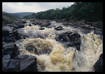 England, Yorkshire, High Force, Upper section of the waterfall on the River Tees.