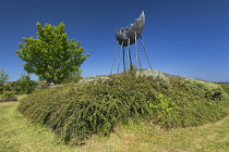 Ireland, County Kerry, Iveragh Peninsula, Ring of Kerry, Cahersiveen, Saint Brendan the Navigator Monument or sculpture.