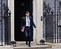 England, London, Westminster, Downing Street, 6th March 2024,  Budget Day, Conservative Primeminister Rishi Sunak, leaves for the House of Commons.