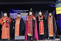 England, London, Westminster, Pro Ukraine demonstration, Ukrainian Bishop Kenneth Nowakowski.