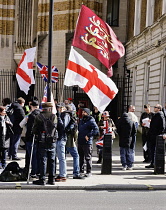 England, London, Whitehall, outside Downing Street, 23rd March 2024, Rally with the English Defence League and Turning Point UK.