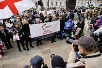 England, London, Whitehall, outside Downing Street, 23rd March 2024, Rally with the English Defence League and Turning Point UK wiith Lawrence Fox founder of the Reclaim Party.