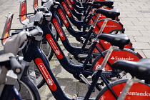 England, London, Bikes for hire at Charing Cross.