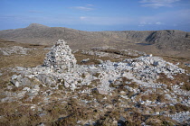 Republic of Ireland, County Donegal, Gweedore,  mini cairn on the foothills of Errigal which is Donegal's highest mountain.