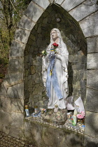 Republic of Ireland, County Donegal, Kilmacrennan, Doon Holy Well, altar shrine to the Blessed Virgin Mary at the site.