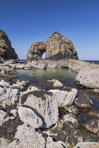 Republic of Ireland, County Donegal, Fanad Peninsula, Great Pollet Arch which is the largest sea arch on the island of Ireland standing at a towering 150 feet.