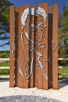 Republic of Ireland, County Sligo, Yeats Trail which is a signposted touring route with 14 locations in County Sligo that have close associations with the poet WB Yeats, sculpture of the poet as he ga...