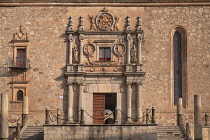 Spain, Castile and Leon, Salamanca, Entrance to El Colegio de Arzobispo Fonseca also known as The Irish College which housed Irish students who came to Salamanca to escape the religious persecution of...