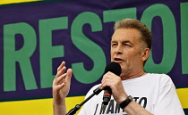 England, London,  Chris Packham, BBC Springwatch presenter, Speaking at Restore Nature rally.