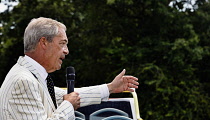 England, Kent, Maidstone, Nigel Farage leader of the Reform Party speaking at a rally.