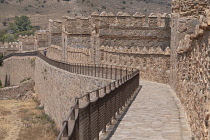 Spain, Castile and Leon, Avila, City walls that were built from 1090 onwards and are among the best-preserved and most complete in Europe, viewed from the walkway along the interior perimeter of the w...