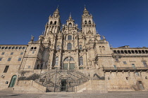 Spain, Galicia, Santiago de Compostela, the Cathedral of Santiago de Compostela with the Maximilian Staircase which allowed entrance to the facade, the stair was made in the 17th century by Ginés Mar...