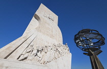 Portugal, Lisbon, Belem Tower, the Monument to the Discoveries on the Tagus estuary from where Portuguese ships departed to explore and trade with India and the Orient, the monument celebrates the Por...