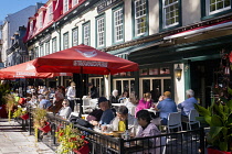Canada, Quebec Province, Quebec City, Vieux Quebec, Old Quebec City Upper Town, al fresco dining at restaurants along Rue Sainte-Anne