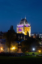 Canada, Quebec Province, Quebec City, Old Quebec or Vieux Quebec. Chateau Frontenac at night.