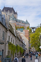 Canada, Quebec Province, Quebec City, Old Quebec or Vieux Quebec. Chateau Frontenac from Rue Sous-le-Fort in Basse-Ville, or Lower Town.