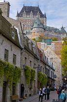 Canada, Quebec Province, Quebec City, Old Quebec or Vieux Quebec. Chateau Frontenac from Rue Sous-le-Fort in Basse-Ville, or Lower Town.