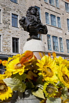 Canada, Quebec Province, Quebec City, Place Royale in Old Quebec City, Vieux Quebec. A bronze bust of King Louis XIV, also known as Louis the Great or the Sun King