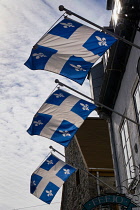 Canada, Quebec Province, Quebec City, Old Quebec City, Vieux Quebec. The flag of Quebec, known as the Fleurdelisé