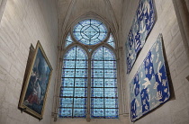 France, Paris, Cathedral de Notre Dame, Chapel dedicated to Noah and the Creation with tapestries based on work by Henri Matisse in the restored cathedral after the fire of 2019.