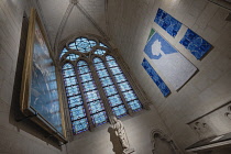 France, Paris, Cathedral de Notre Dame, Chapel dedicated to Abraham and the theme of blessing with stained glass and tapestries by the painter Pierre Buraglio of The Oak of Mamré with Giotto and Au R...