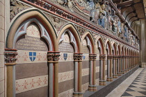 France, Paris, Cathedral de Notre Dame, North wall of the choir enclosure which created a screen of silence for services in the choir, the wall is illustrated with Gospel scenes in the restored cathed...