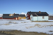 Norway, Svalbard, Ny-Alesund, Old Post Office and buildings.