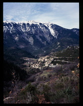 France, Vancluse, Provence-alps, Cote d'Azur, Vill Brantes with north face of Mount Ventoux, 1909m.