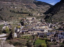 France, Lozare, Tarngorge, Village of Ste Enime, Viewed from the south.