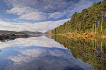 Republic of Ireland, County Donegal, Glenveagh National Park, Winter morning reflections on Lough Beagh.