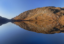 Republic of Ireland, County Donegal, Glenveagh National Park, Winter morning reflections on Lough Beagh.
