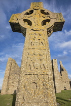 Republic of Ireland, County Offaly, Clonmacnoise, Cross of the Scriptures.