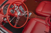 Republic of Ireland, County Roscommon, Strokestown Park House, Chevrolet Corvette, steering wheel and dashboard.