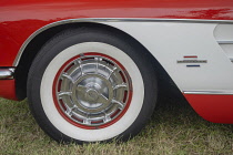 Republic of Ireland, County Roscommon, Strokestown Park House, Chevrolet Corvette, wheel detail.