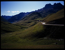 France, Isere, View south of Combe d'Olle toward Lac de Grand Maison.