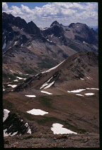 France, Haute-alpes, View east from Pic Blanc du Galibier with Grand Galibier and Roche Colombe.