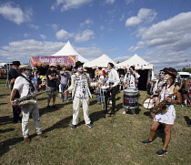 England, Hampshire, Eastleigh, Wickham Festival, Ska band playing to revellers.