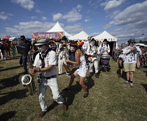 England, Hampshire, Eastleigh, Wickham Festival, Ska band playing to revellers.