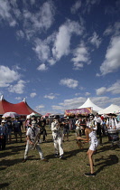 England, Hampshire, Eastleigh, Wickham Festival, Ska band playing to revellers.